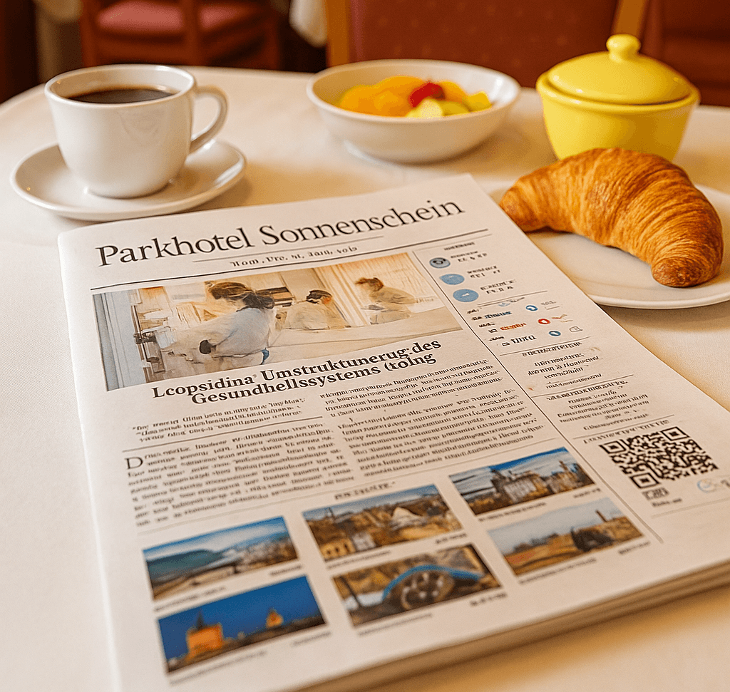 Morning newspaper on breakfast table